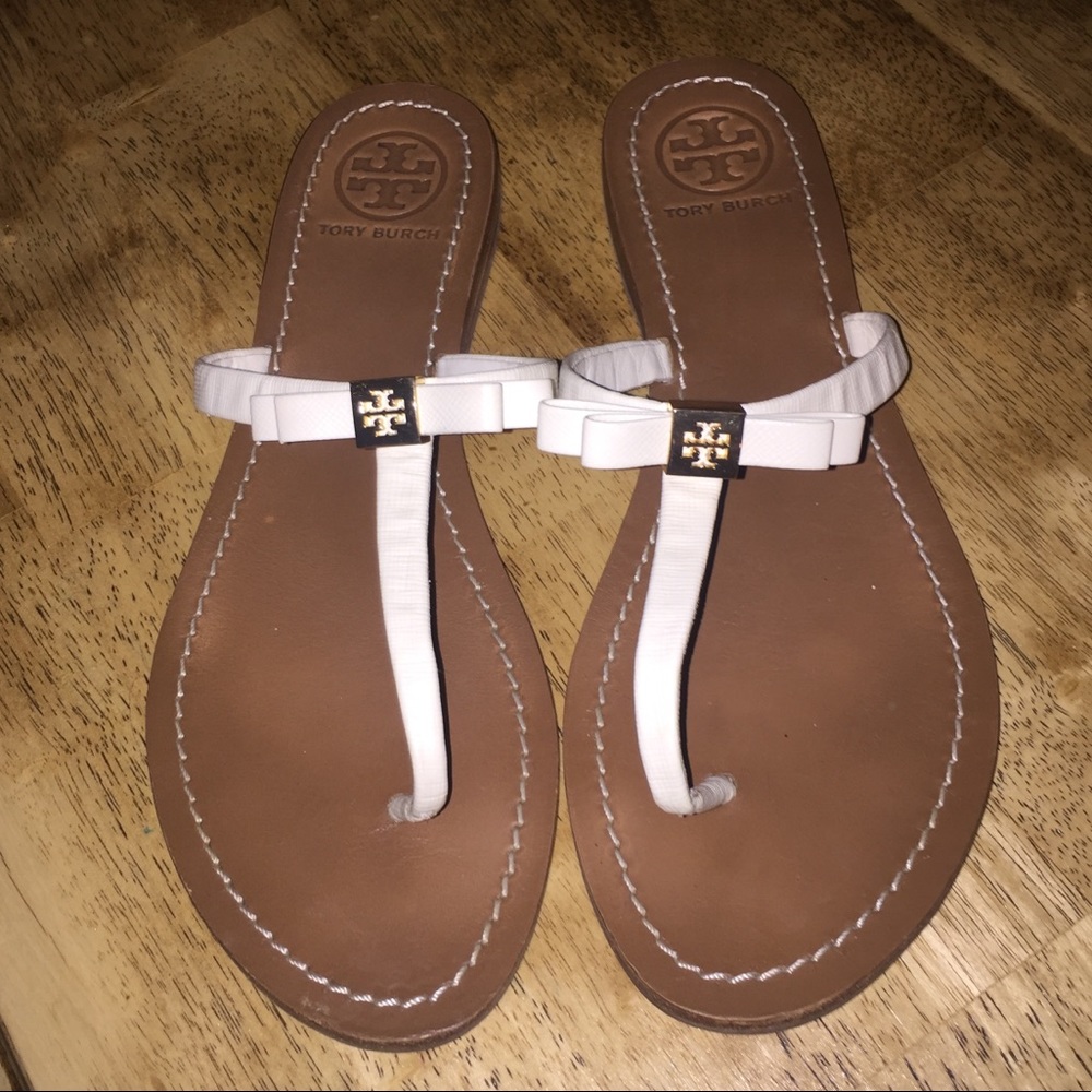 Tory Burch White Bow Sandals